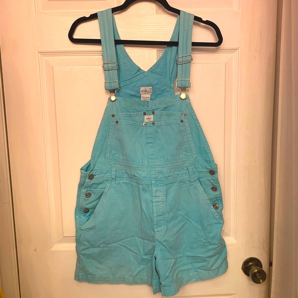 Light blue overalls shorts Calvin Klein